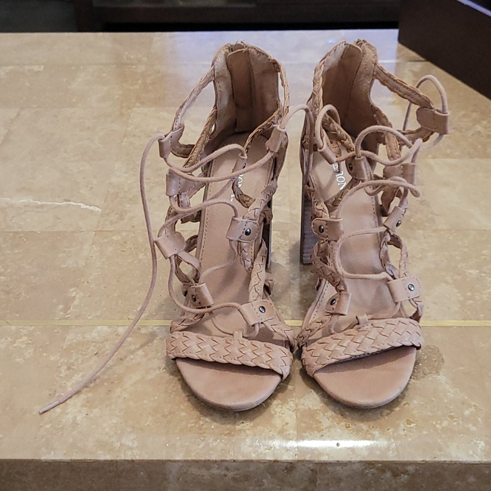 Tan Lace Up Sandals